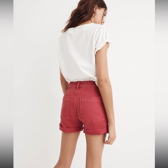 Madewell High Rise Red Denim Shorts: Garment Dyed Edition 25 - Picture 3 of 11
